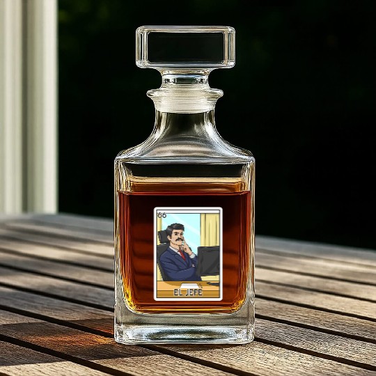 El Jefe The Boss Card Mecan Lottery The Chief Whiskey Decanters