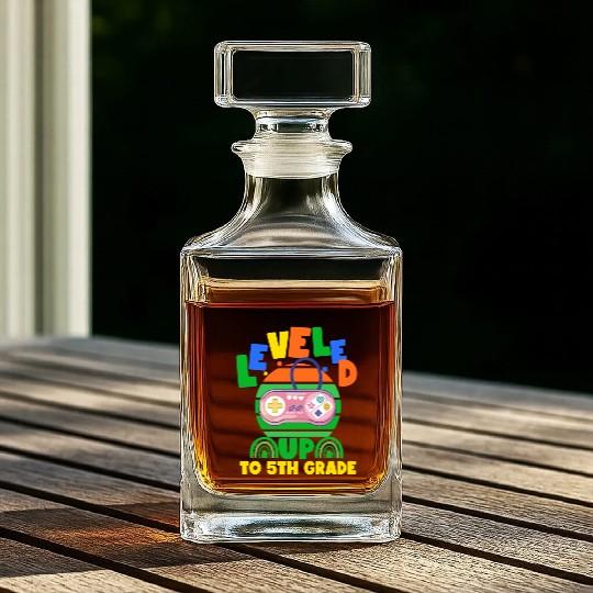 Level up to 5th grade, back to school Whiskey Decanters