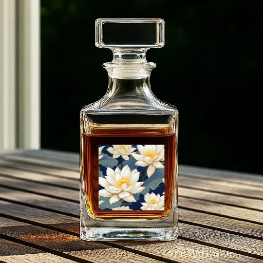 Serenity Blooms: Timeless Lotus Pattern Whiskey Decanters