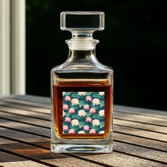 Serenity Blooms: Timeless Lotus Pattern Whiskey Decanters