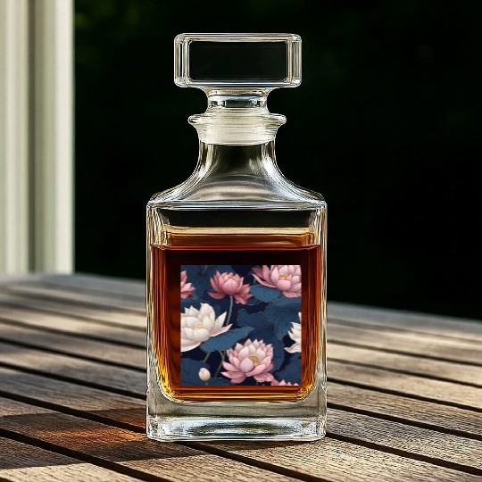 Serenity Blooms: Timeless Lotus Pattern Whiskey Decanters