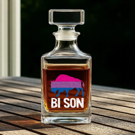 Bi Son Lgbbt Flag Bisexual Bison Funny Bi Pride Whiskey Decanters