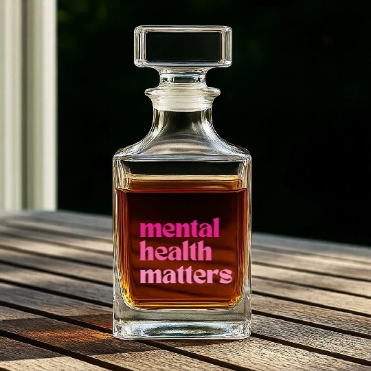 Mental Health Matters Retro Quote Barbiecore Pink Whiskey Decanters