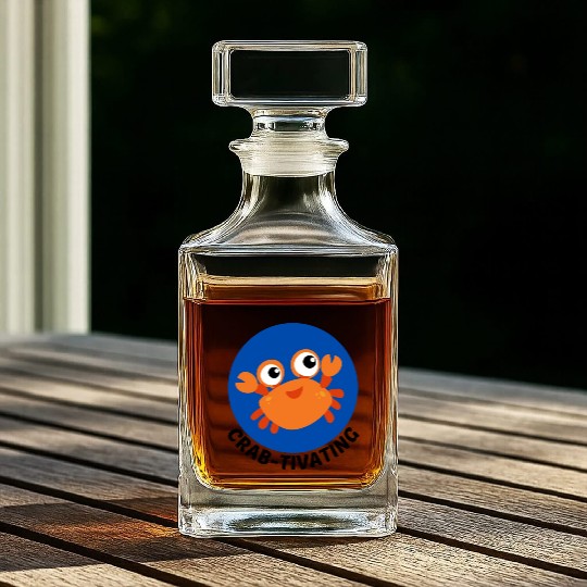Crab Tivating Crab Pun Whiskey Decanters