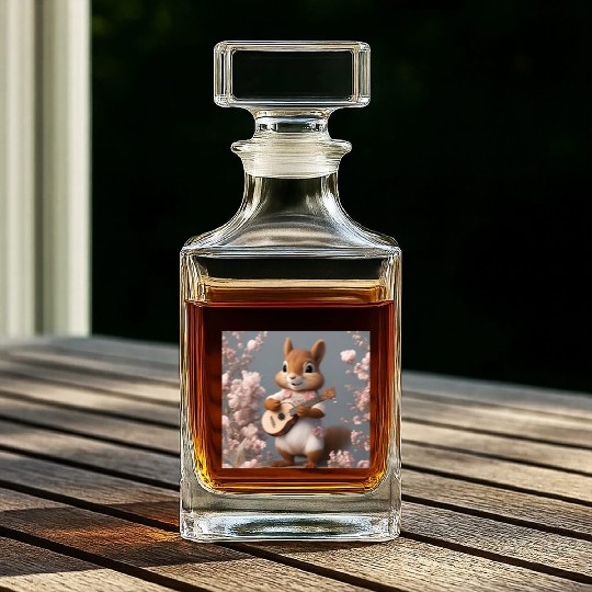 Aesthetic Cottagecore Floral Cute Squirrel Playing Whiskey Decanters