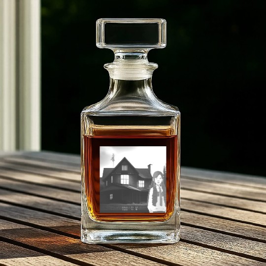 Is a haunted house??? (Black and white version) Whiskey Decanters