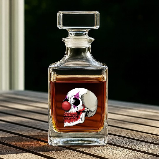 Laughing Clown Skull Fate Until Death Whiskey Decanters