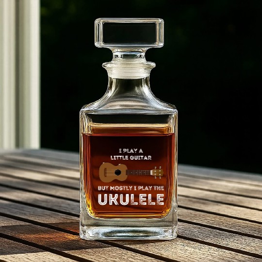 Funny Ukulele Pun I Play A Little Guitar But Whiskey Decanters