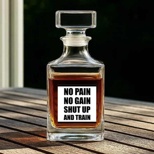 Poster NO PAIN NO GAIN Square Whiskey Decanters