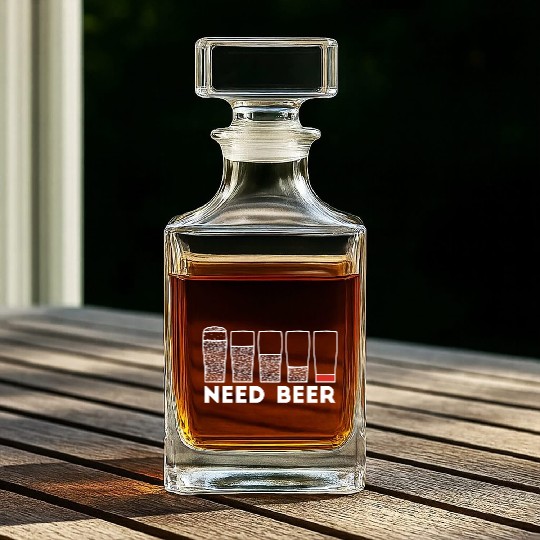Need Beer Low Battery Alcohol Joke Whiskey Decanters