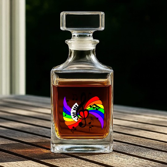 Piano music key with rainbow Whiskey Decanters