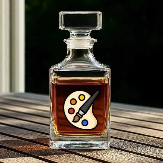 palette painting Whiskey Decanters