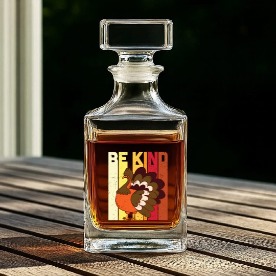Be Kind Save The Turkey Thanksgiving Vegan Gift T Whiskey Decanters