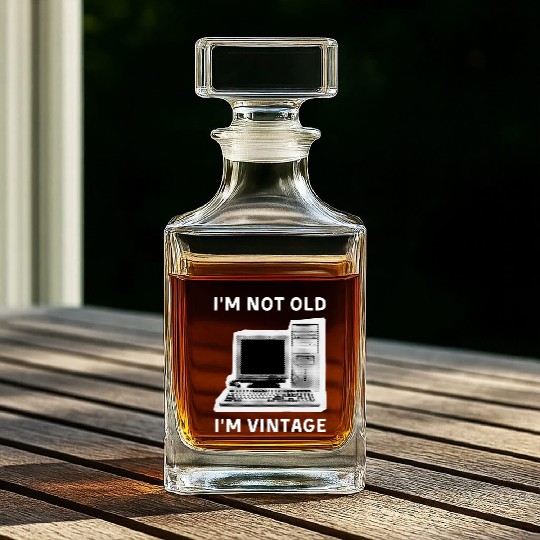I'm Not Old. I'm Vintage Computer Dot Halftone Whiskey Decanters