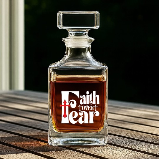 Faith Over Fear Love Jesus Christian Christmas Whiskey Decanters