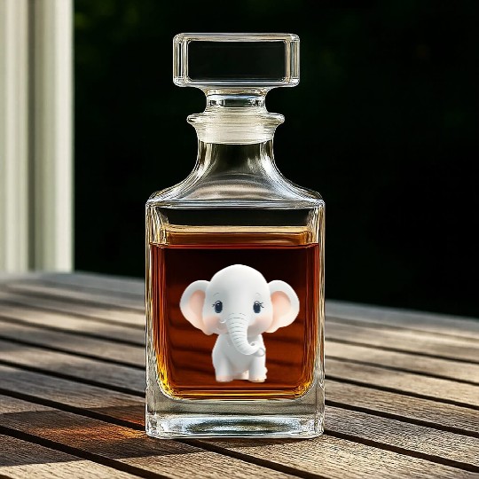 Charming Baby Elephant Innocent Wildlife Beauty Whiskey Decanters