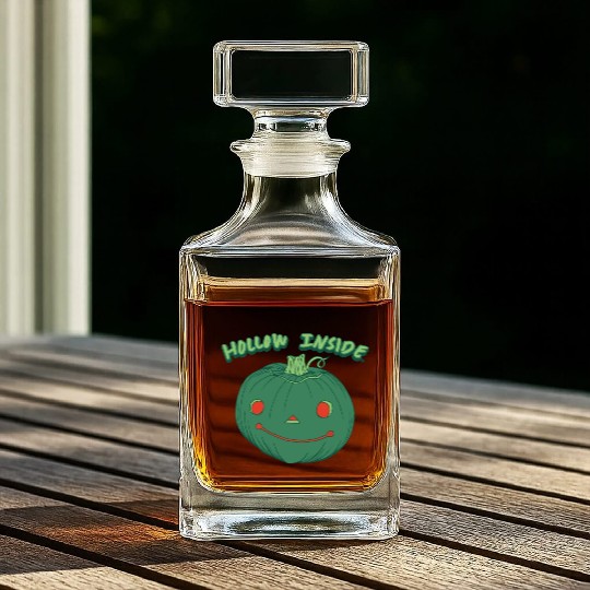 Hollow Inside - Punny Green Jack-o-Lantern Pumpkin Whiskey Decanters