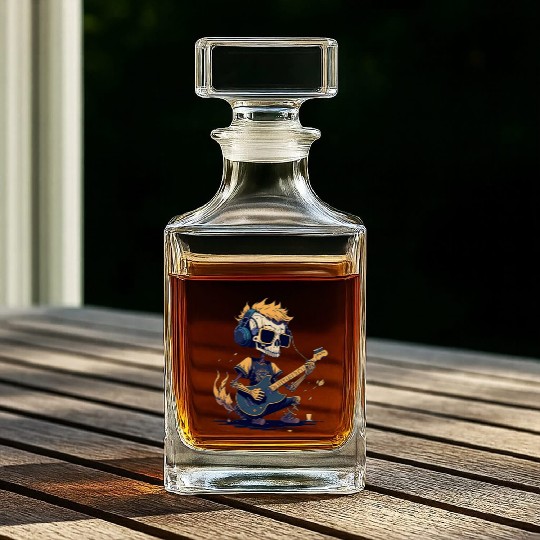 Skeleton Playing The Guitar Character Funny Cool Whiskey Decanters