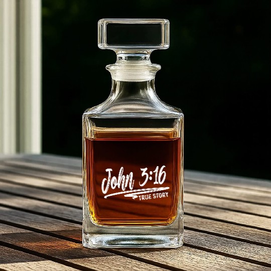 John 3:16 True Story Love Jesus Christian Whiskey Decanters