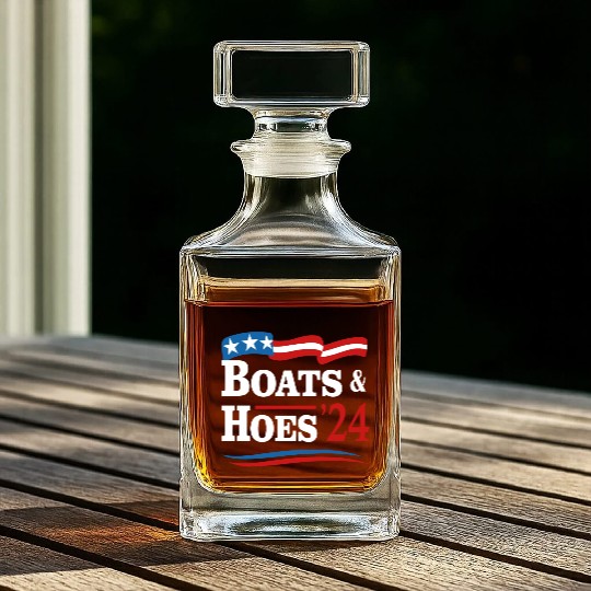 Boats & Hoes 24 Vintage Retro Meme Step Brother Whiskey Decanters