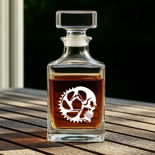 Cycling Cyclist Skull Whiskey Decanters