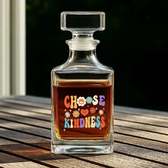 Retro Vintage Choose Kindness Lover Spiritual Whiskey Decanters