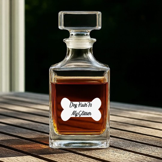 Dog hair is my glitter ,dogs lover , cute , bone Whiskey Decanters