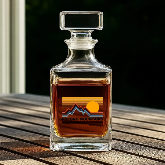 Pocono Mountains Pennsylvania Vintage Retro Hiking Whiskey Decanters