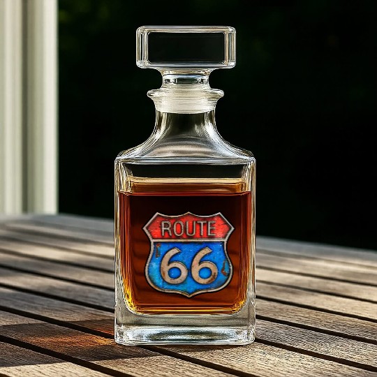 Route 66 vintage sign - Rusty metal Whiskey Decanters