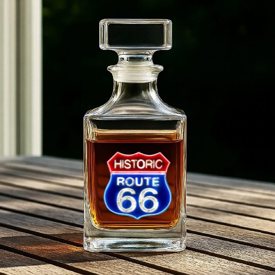 Route 66 neon sign Whiskey Decanters