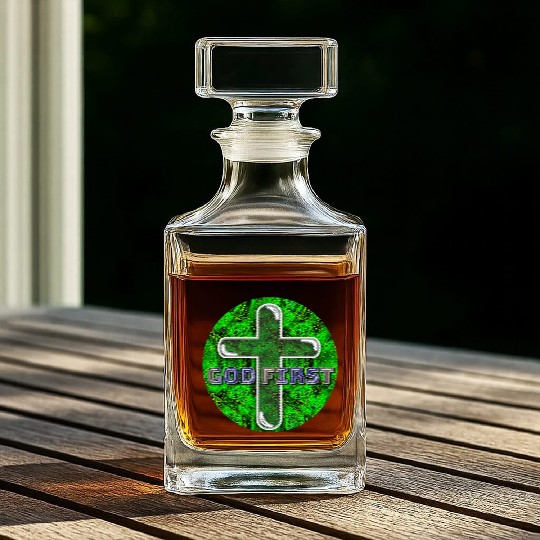 God First [2] Green Whiskey Decanters