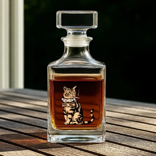 Cat Smoking Whiskey Decanters