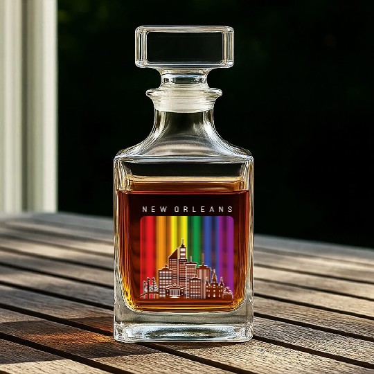 New Orleans Louisiana Rainbow Flag LGBT Pride Whiskey Decanters