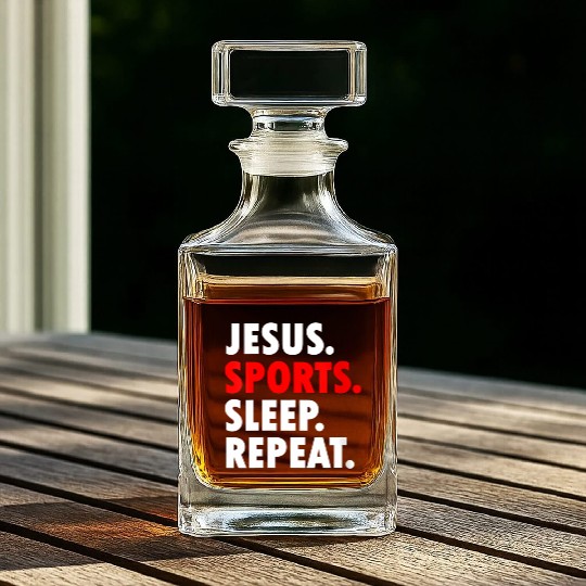 Jesus Sports Sleep Repeat - Novelty Hobby Whiskey Decanters