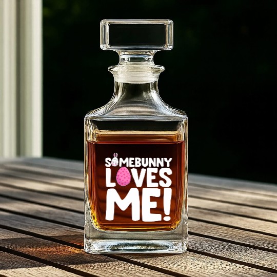 Somebunny Loves Me Easter Bunny Egg Quote Whiskey Decanters