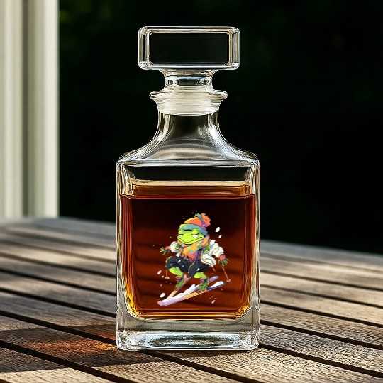 Frog Skiing Skier Ski Winter Snow Whiskey Decanters