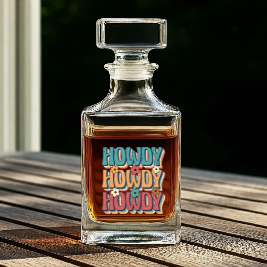 Groovy Howdy Rodeo Western Country Southern Cowgir Whiskey Decanters