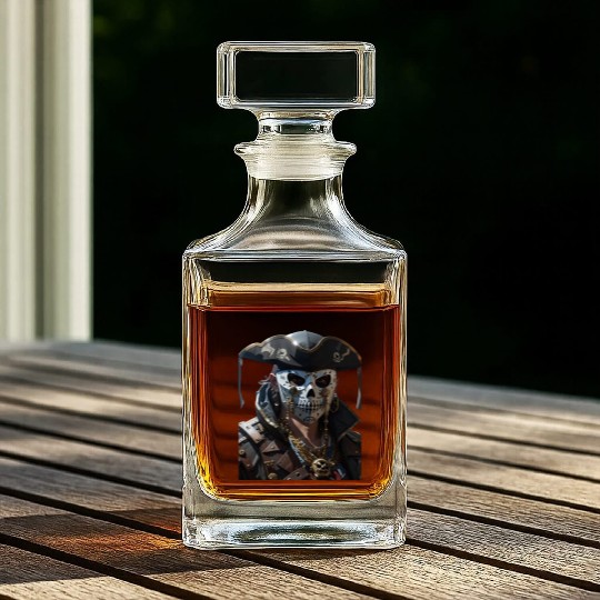 Masked Pirate Illustration Whiskey Decanters
