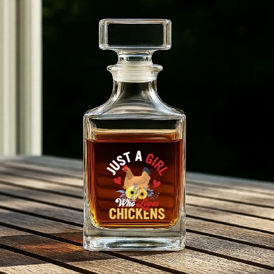 Just A Girl Who Loves Chickens Farming Hen Farmer Whiskey Decanters