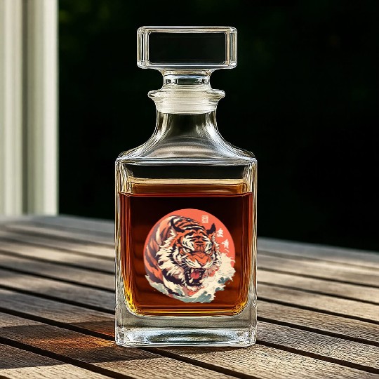 Tokyo Asia 80s Japanese Retro Tiger Whiskey Decanters