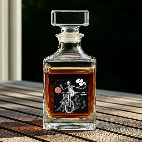 SKELETON AND BIKE Whiskey Decanters