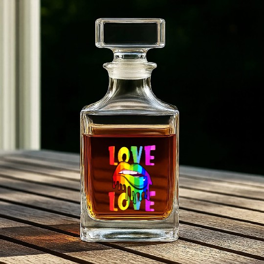 Love Lgbtq Lgbt Rainbow Flag Lips Gay Lesbian Whiskey Decanters
