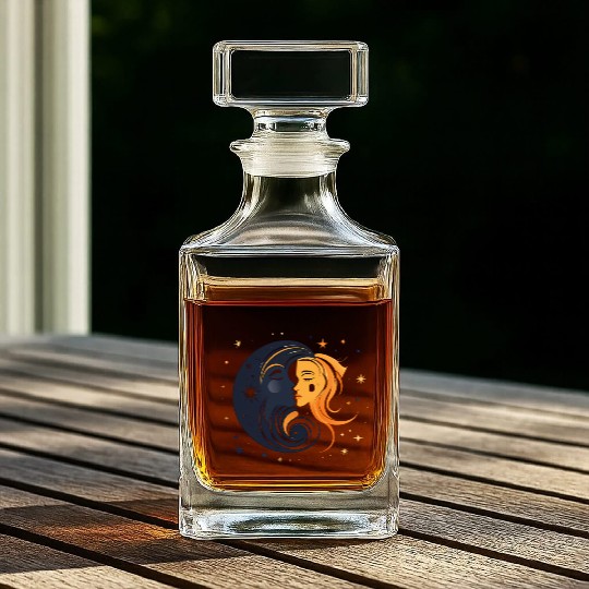 Women And Moon Graphic Whiskey Decanters