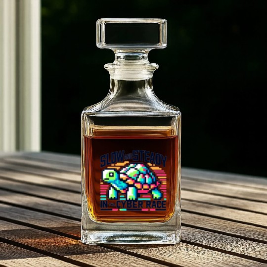 Cyber Turtle - Slow and Steady in 8-bit Color Whiskey Decanters