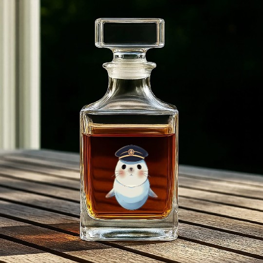 Seal Sailor Cap Boat Captain Cap Boating Seal Whiskey Decanters