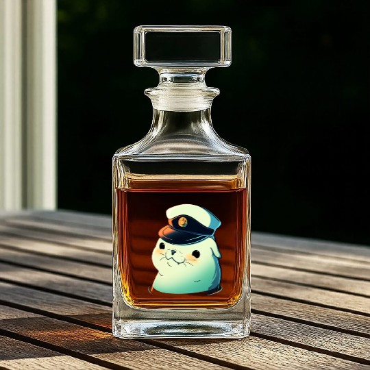 Seal Sailor Cap Boat Captain Cap Boating Seal Whiskey Decanters