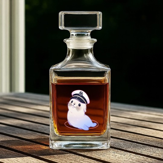 Seal Sailor Cap Boat Captain Cap Boating Seal Whiskey Decanters