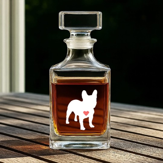 I Heart My Frenchie Whiskey Decanters
