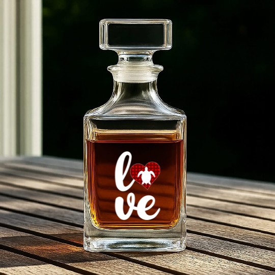 Sea Turtle Lover Buffalo Plaid Love Turtle Whiskey Decanters