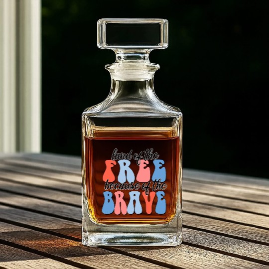 land of the free because of the brave Whiskey Decanters